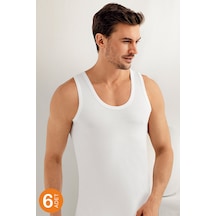 Erkek Beyaz 6 Lı Paket Pamuk Atlet Me002 Beyaz