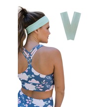 2li Kadın Saç Bandı Bandana Pamuk Likralı Spor Headband Mint