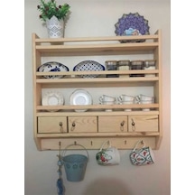 Doğal Ahşap Terek 4 Kapaklı Büyük Boy 60x60 Cm Doğal Ahşap