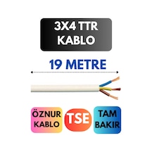 Öznur 3x4 Ttr Kablo Metre Seçenekli Beyaz - 19mt