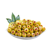 Biberli Yeşil Zeytin 1000 Gr - Kırmızı Biber Dolgulu Gurme Lezzet