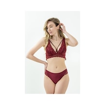 Magic Form 743 Kadın Arkası Dantel Leylak Kumaş Yüksek Bel Külot- Bordo - 295347398 Bordo