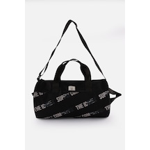 İcone Bag Unisex Spor Çanta Silindir Model, Baskılı, Ön Ve İç Cepli, Yan Saplı, Ayarlanabilir Omuz Askılı Siyah