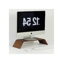 Dayanıklı Ağaç Monitör Ayağı Ve Yükseltici Bilgisayar Standı Ceviz