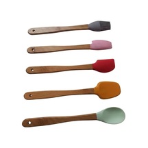 Silikon Mini Spatula Seti, 5 Li Renkli Bambu Saplı Isıya Dayanıklı Mutfak Spatulası Ve Fırça Yapışmaz Yüzeyler İçin Kek, Pasta Ve Yemek Yapımı 0