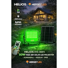 Helıos Hs-3881 50w Yeşil Işık Solar Led Projektör - Kumandalı - 4500lm - Ip65