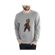 Groot Baskılı Gri Erkek Örme Sweatshirt (528469069)