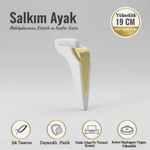 Lüks Salkım Ayak 19cm Beyaz-altın 4 Adet Mobilya Kanepe Sehpa Tv Ünitesi Koltuk Genç Ve Çocuk Odası Ayağı Beyaz