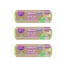 Natura Büzgülü 10'lu Çöp Torbası Büyük Boy 65 X 70 Cm Üçlü Paket