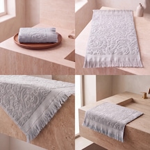 Botti Home %100 Pamuk Jakarlı El Ve Yüz Havlusu Seti 50 X 90 Cm Çeyizlik Saçaklı Havlu Gri