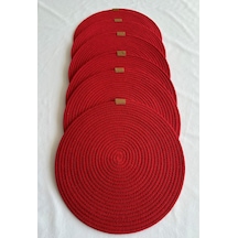 Yuvarlak Amerikan Servis Sofra Altlığı, Masa Dekoru Supla 33x33 6lı Kırmızı