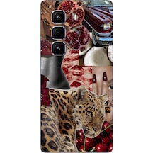 Infinix Hot 50 Pro Plus Uyumlu Leopar Kırmızı Vibes Baskılı Silikon Kılıf Renkli