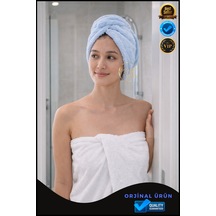 Mikrofiber Saç Havlusu Hızlı Kuruyan, Yumuşak Ve Hafif Farklı Renk Seçenekleri Mavi