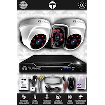 Turkno 3 Kameralı Pania 2 İç Kamera Set 320 GB HDD Full HD Gece Görüşlü Güvenlik Kamerası Sistemi