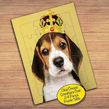 Sevimli Kral Köpek Çocuklara Özel Puzzle Yapboz Tablo-74783