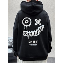Erkek Siyah Smile Baskılı Oversize Swetshirt Benisengiydirsmilesweat Siyah