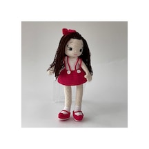 Pembe Etekli Örgü Oyuncak Bebek - 30 Cm Boyunda - El Yapımı Pembe