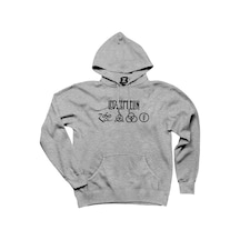 Led Zeppelin Zoso Gri Kapşonlu Sweatshirt Hoodie Gri