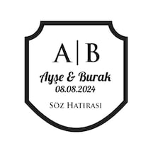 Geniş Kalkan Mühür Kına Nişan Düğün 3x3 Cm Özel Etiket / 50 Adet Sticker Beyaz