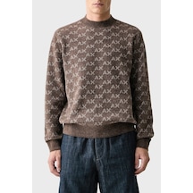 Armani Exchange Tamamı Logolu Regular Fit Bisiklet Yaka Kazak Erkek Kazak Xm002992 Af16916 F6236 Kahve