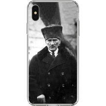 Apple Uyumlu iPhone X - Xs  Mustafa Kemal Atatürk Portre Baskılı Silikon Kılıf Renkli