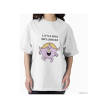 Flood Of Style Little Miss Erkek Kadın Tişörtü %100 Pamuklu Tişörtler Kısa Kollu Üstler 1208-4 Beyaz