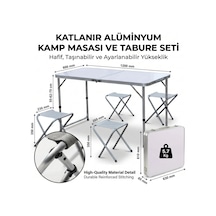 Lb Katlanabilir Alüminyum Kamp Masası Ve 4 Lü Tabure Seti Çok Renkli