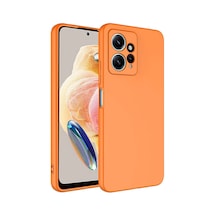 Ekılıf - Xiaomi Redmi Note 12 4g Uyumlu Kılıf İçi Kadife Koruyucu Mara Lansman Kapak - Turuncu