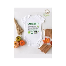 Babylimon My Fırst Pandemıc 2021 Desenli Çıtçıtlı Body Zıbın Beyaz - 110761496 Beyaz