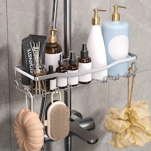 Xuweiwei 1 Adet Gümüş Banyo Rafı, Duvara Monte Askılı Yüzer Raf, Duş Rafı Aksesuarı Gümüş