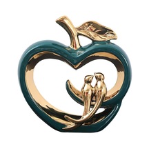 Suntek Modern Seramik Meyve Heykeli Raf Altın Kuşlar Parti El 22.5cmx23cm