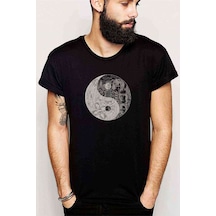 Stranger Things Ying Yang Upside Baskılı Siyah Erkek Tshirt