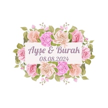 Kış Meyveli Kuşlu Oval Etiket Kına Nişan Düğün 3x3 Cm Özel Etiket / 50 Adet Sticker Beyaz
