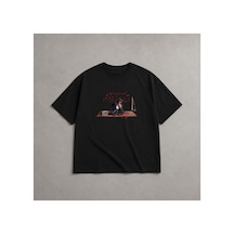 Yolo Street Özel Tasarım Etnik Halı Motifli Siyah Oversize %100 Pamuk Erkek Tişört Vintage Streetwear A1siyah