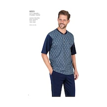 Pierre Cardin 6055 Erkek Lacivert Kısa Kollu 3 Lü Jakarlı Pijama Takımı Lacivert
