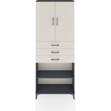 Arges Dolap 4 Raflı 3 Çekmeceli 2 Kapaklı 88x30x221 Antrasit-aytaşı Antrasit