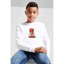 Tshirthane Duke Zooba Battle Royale Baskılı Unisex Çocuk Beyaz Sweatshirt