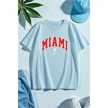 Uyguntarz Unisex Miami Baskılı Tasarım Tshirt Bebe Mavisi