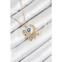 316l Çelik Zirkon Taşlı Nazar Model Gold Renk Kadın Kolye - Özel Seri Bzsurn011211 altın