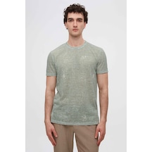 D's Damat Twn Slim Fit Yeşil Çizgi Baskılı T-shirt 2ec1438360200 Yeşil