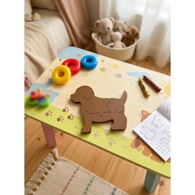 Ahşap Görünümlü Köpek Figürlü Çocuk Yapbozu - Eğitici 3d Tasarım Montessori Oyuncak