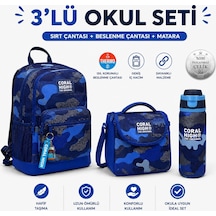 Coral High Lacivert Saks Sırt Çantası 23689+thermo Beslenme Çantası 22789+ Termos 38549 Çok Renkli
