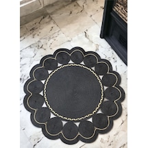 Mavaux Daisy Özel Üretim Jüt El Dokuması Kilim Siyah