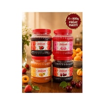 Geleneksel Karışık Reçel Seti 1610 Gr X 4 Adet Gül, Kayısı, Vişne, Çilek - Toplam 6.44 Kg