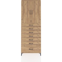 Arges Dolap 3 Raflı 7 Çekmeceli 2 Kapaklı 88x30x243 Çam-çam Atlas Çam