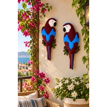 Bordo Mavi Dekoratif Papağan Balkon & Bahçe Süsü Bordo
