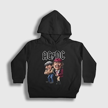 Presmono Unisex Çocuk Brian And Angus Ac/dc Kapüşonlu Sweatshirt Siyah