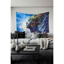 Doğanın Yüzü Desenli Duvar Halısı Duvar Örtüsü Tapestry Süet Dokulu Kumaş