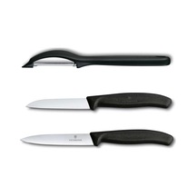 3 Lü Siyah Set 7.6075 Dik Soyacak & 6.7403 8 Cm. Bıçak & 6.7703 10 Cm. Bıçak