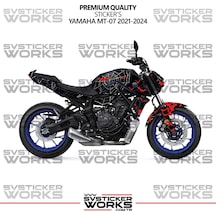 Yamaha Mt-07 Kaplama Sticker Crimson Web Design Motor Kaplama Modeli Hazır Kit 2021-2024 Uyumlu Siyah